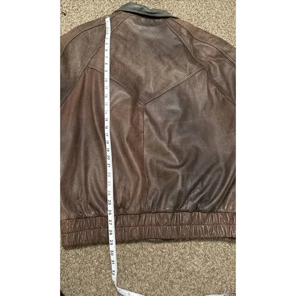 VTG Wilsons Leather Jacket Mens Large Tall Two-Tone Brown Green Distressed EUC‎